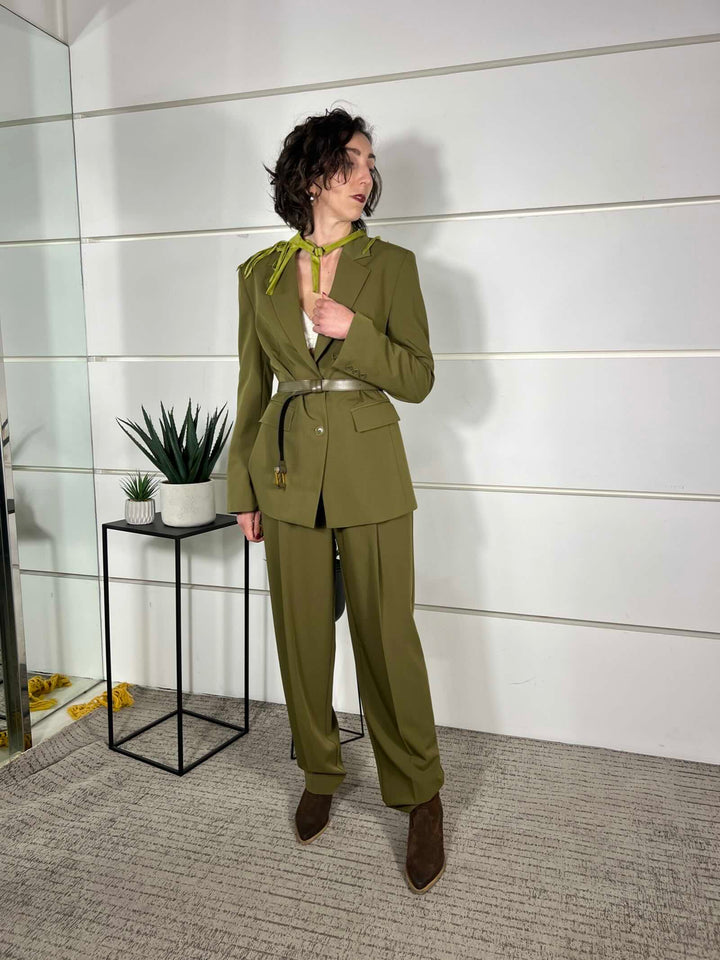 pantalone con pinces e cintura pistacchio P8C0LIC1748 IMPERIAL