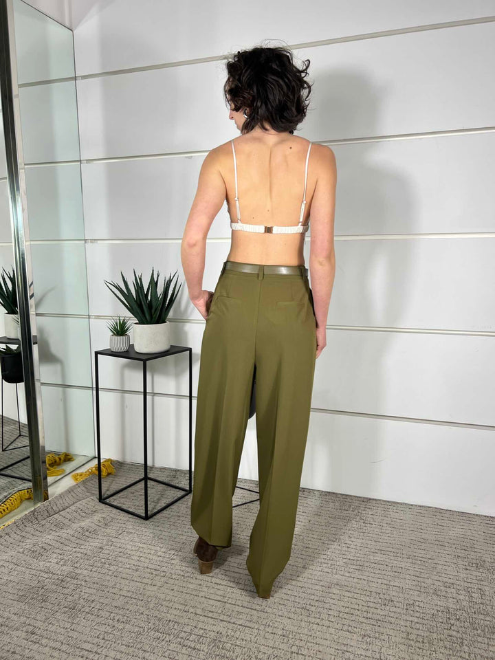 pantalone con pinces e cintura pistacchio P8C0LIC1748 IMPERIAL