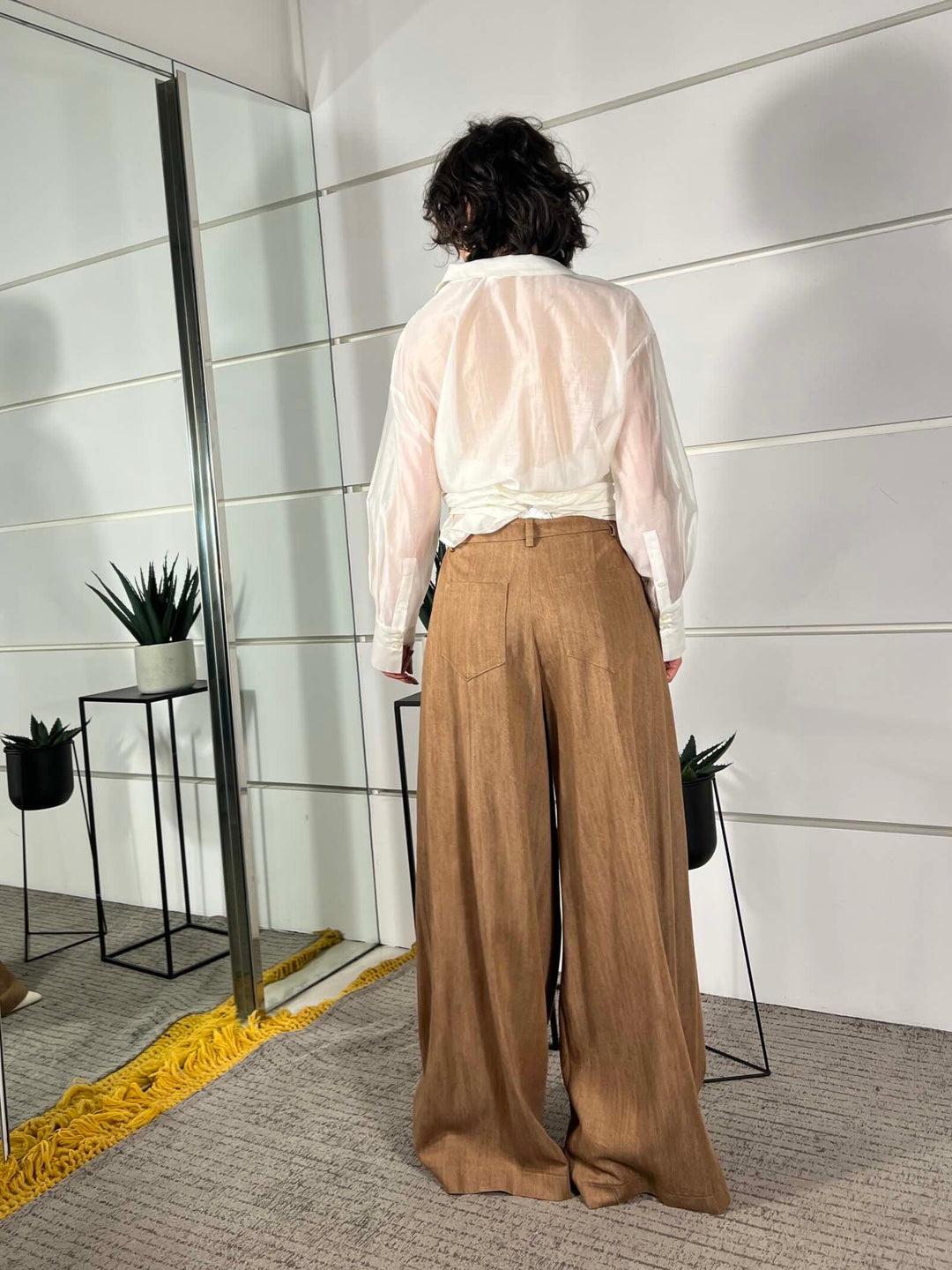 pantalone effetto fiammato con gamba ampia cognac P9A0LGZ1805 IMPERIAL