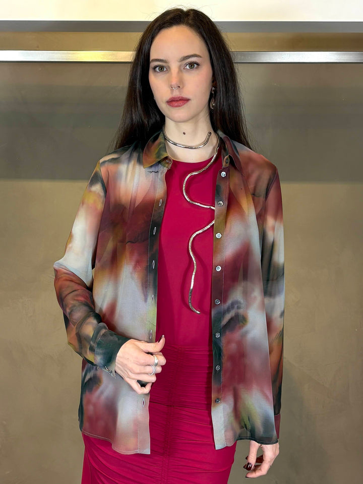 camicia fantasia in georgette semitrasparente bordeaux verde giallo bianco 2C1715A746YA47 PATRIZIA PEPE MAIN