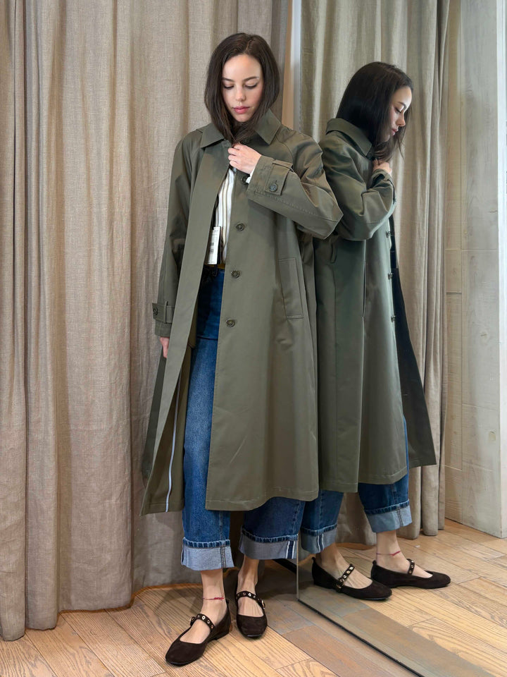 trench lungo verde kaki antigoccia GLEBA002 PENNY BLACK