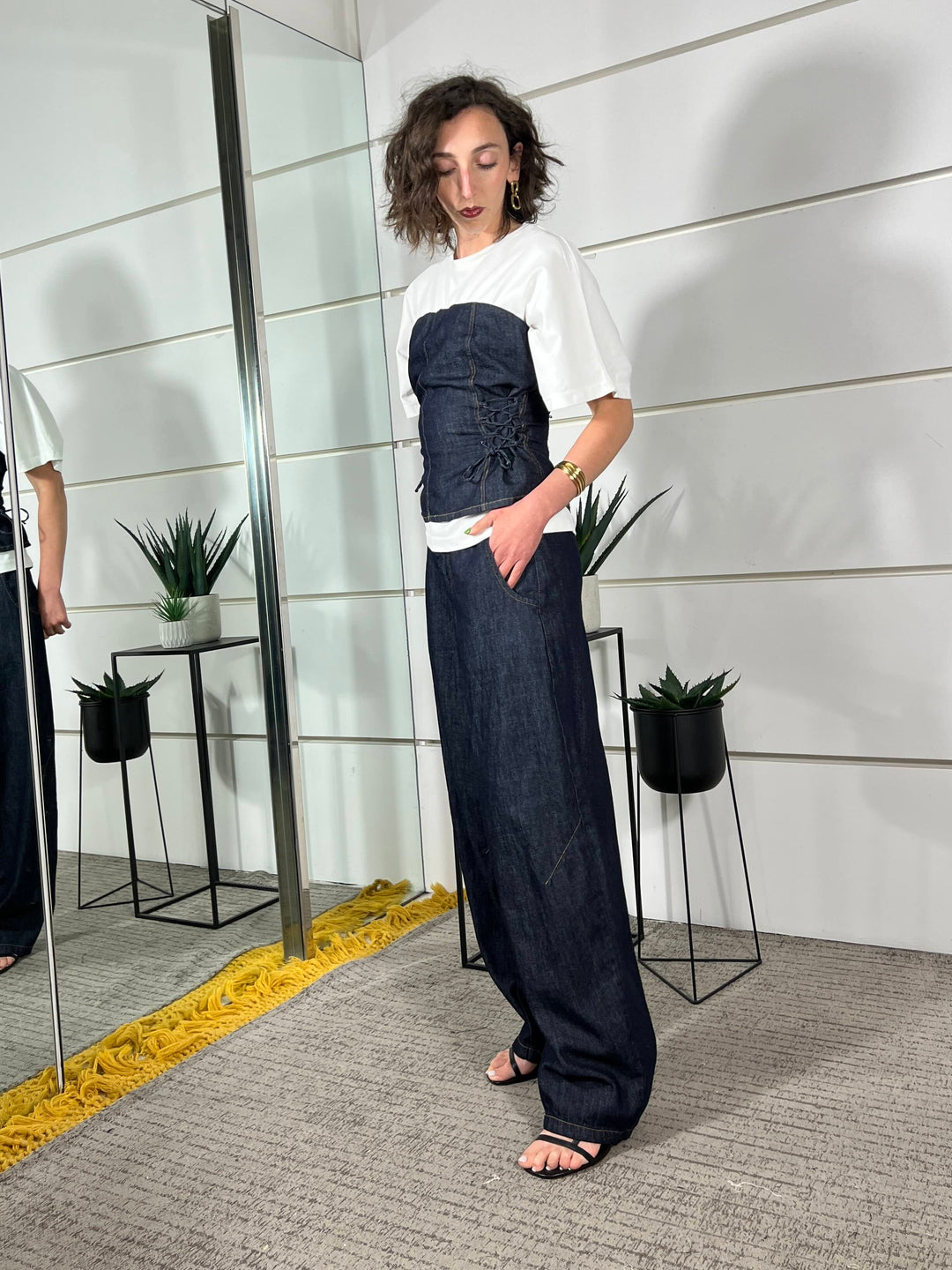pantalone in denim scuro barrel D02E1085DENIM PHILIA LOFT
