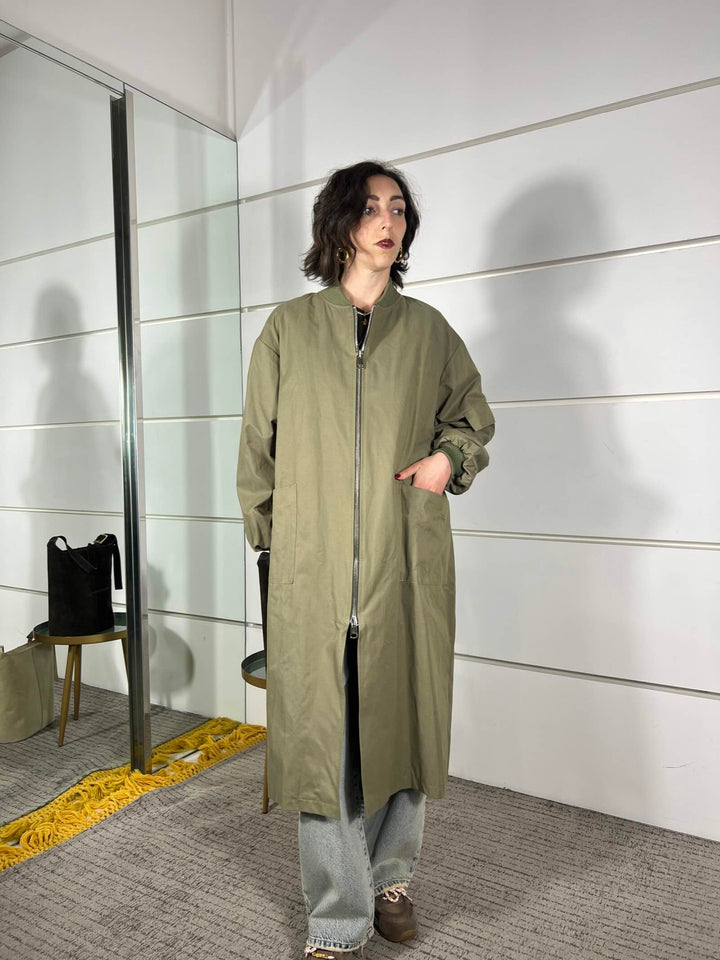 bomber verde lungo D02N0056VERDE PHILIA LOFT