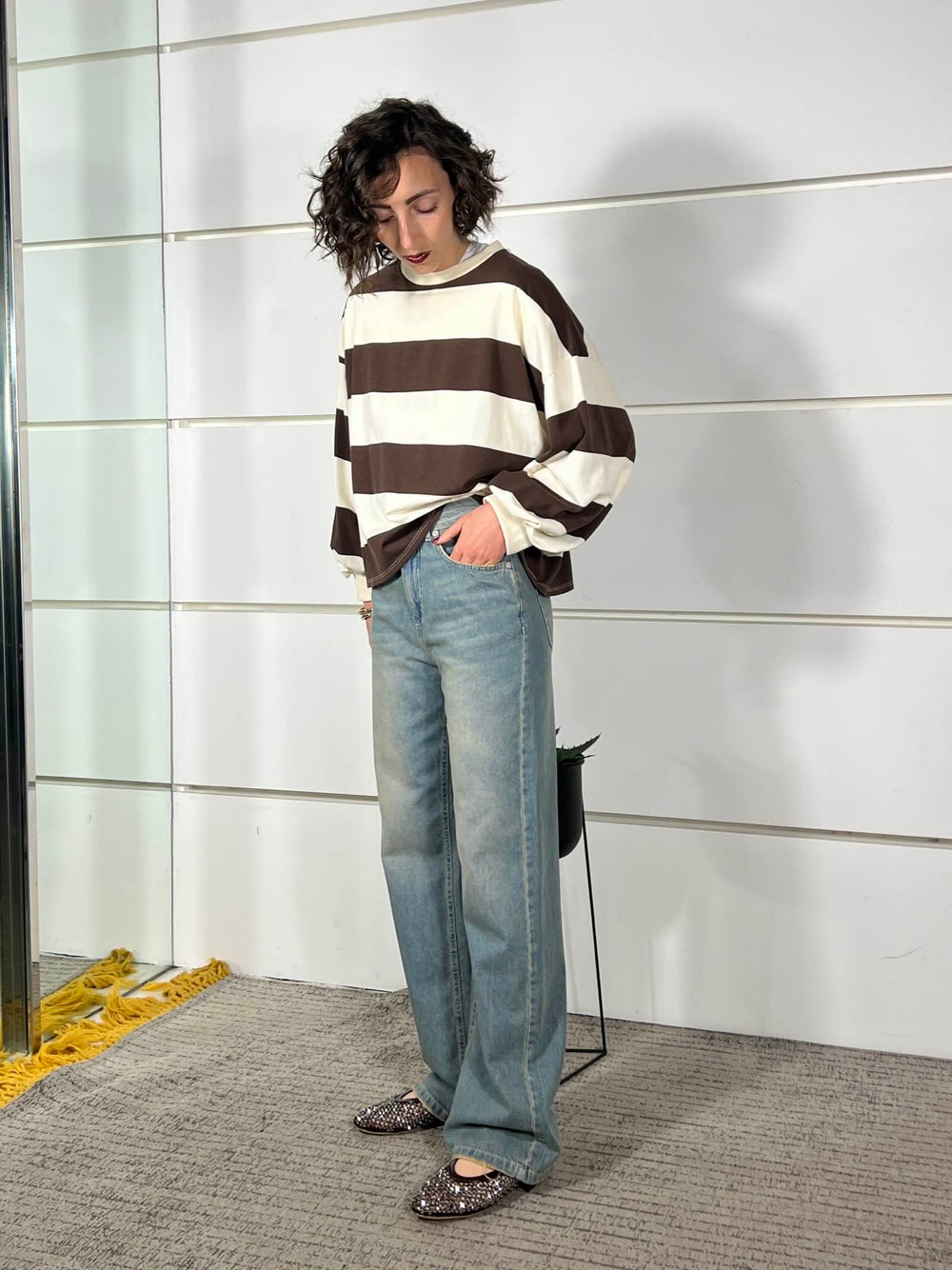 jeans lavaggio al the vita alta straight V02O0067DENIM PHILIA LOFT