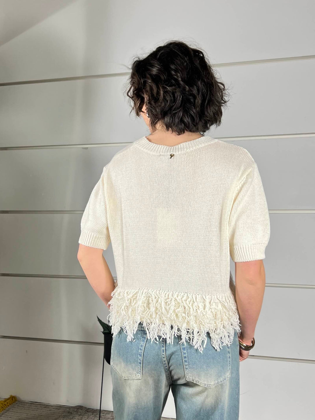 maglia girocollo con frange nel fondo calce V02V0022CALCE PHILIA LOFT