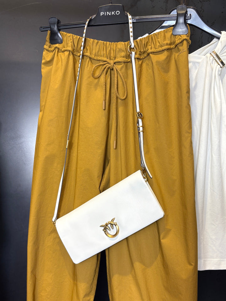pochette a tracolla bianco seta e oro CLICK SOFT HORIZONTAL CLASSICZ15Q PINKO