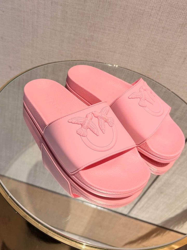 CIABATTE IN GOMMA CON LOGO LOVE BIRDS ROSA 