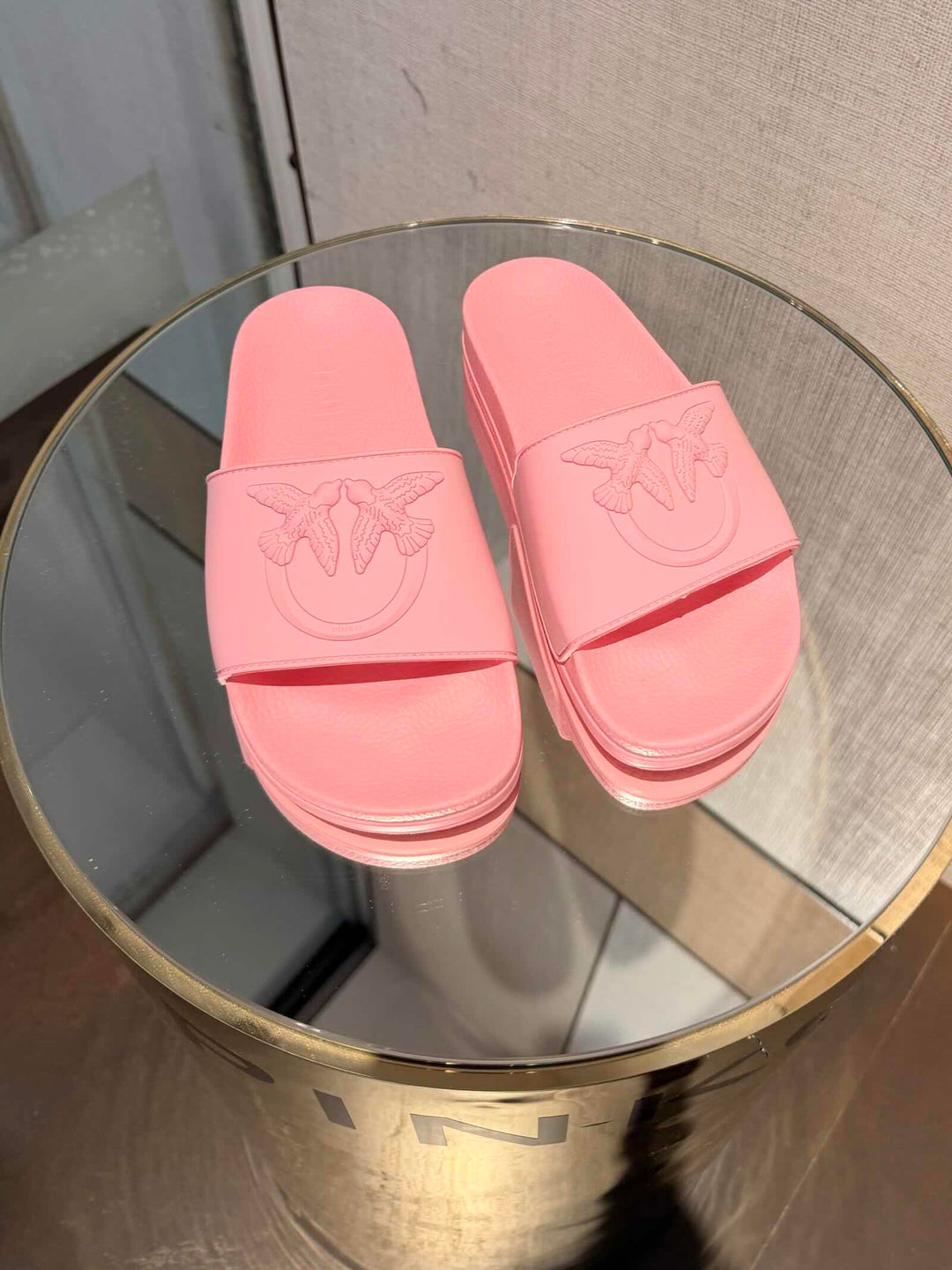 CIABATTE IN GOMMA CON LOGO LOVE BIRDS ROSA 