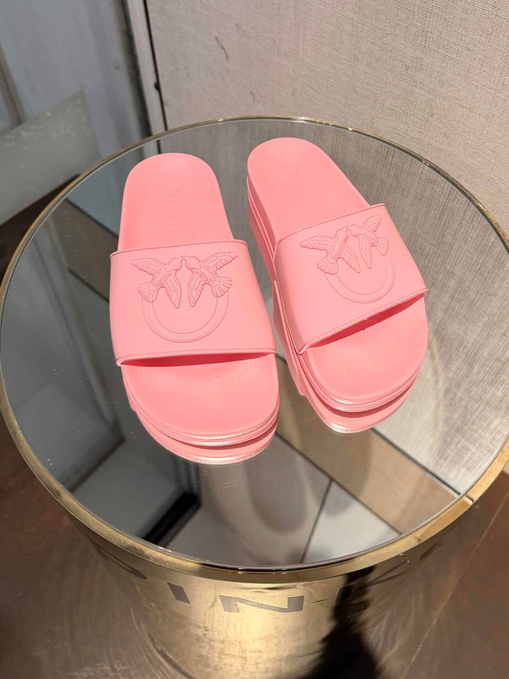 CIABATTE IN GOMMA CON LOGO LOVE BIRDS ROSA 