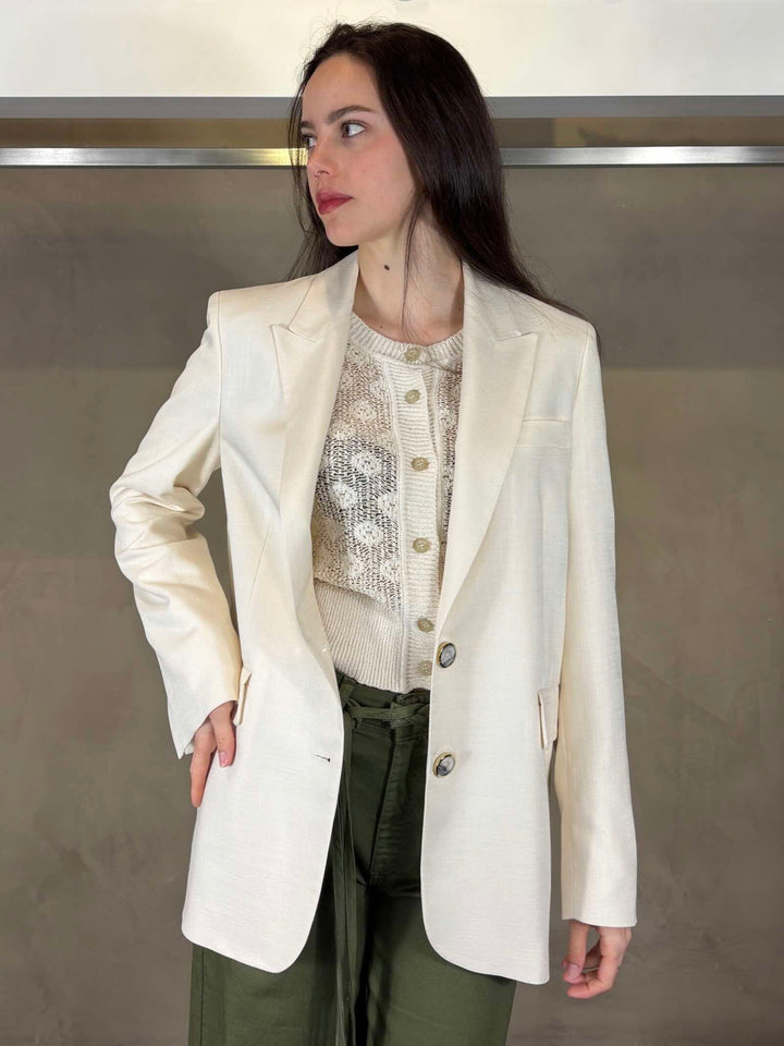 giacca over monopetto avorio FAITHC00 PINKO