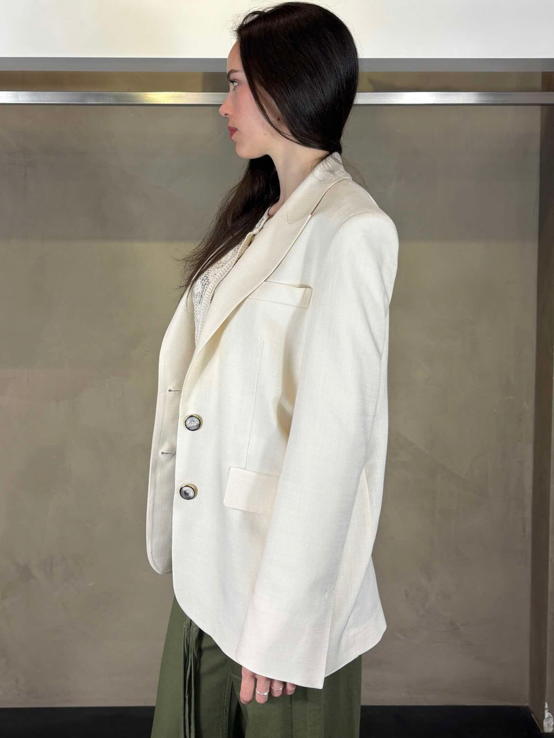 giacca over monopetto avorio FAITHC00 PINKO