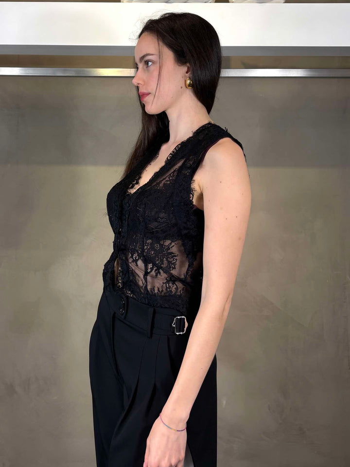 gilet in pizzo nero 