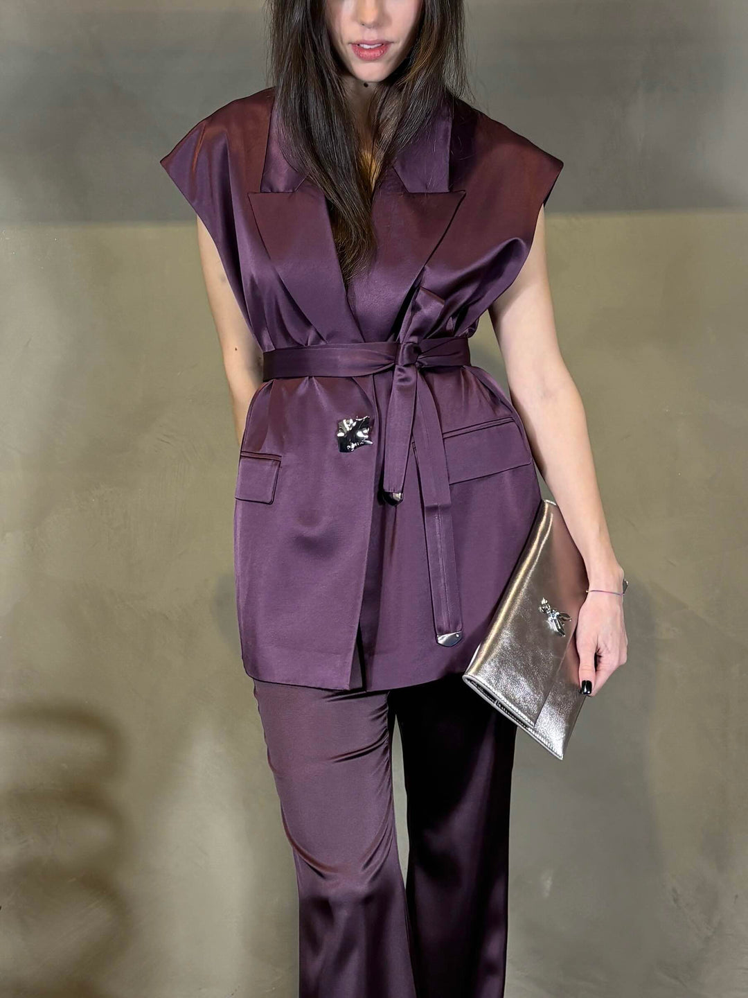 gilet satin bordeaux vino MELANZANAR57 PINKO