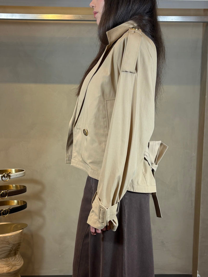 trench doppiopetto beige con cintura in vita TANYAD41 PINKO