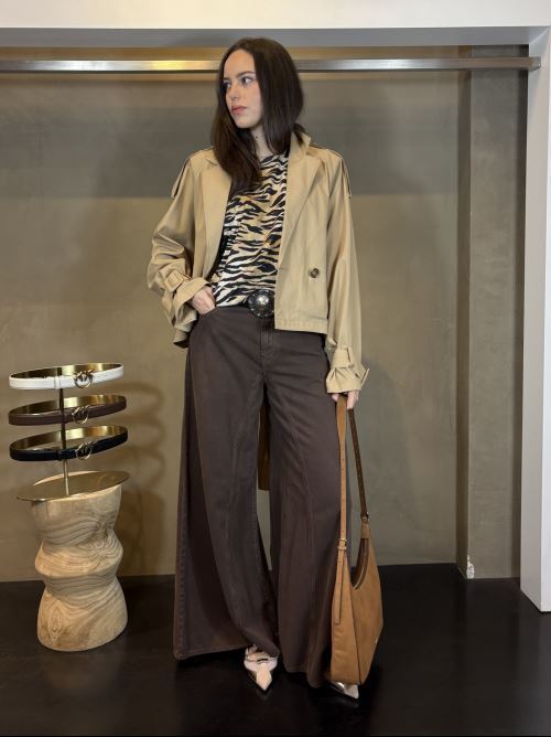 trench doppiopetto beige con cintura in vita TANYAD41 PINKO