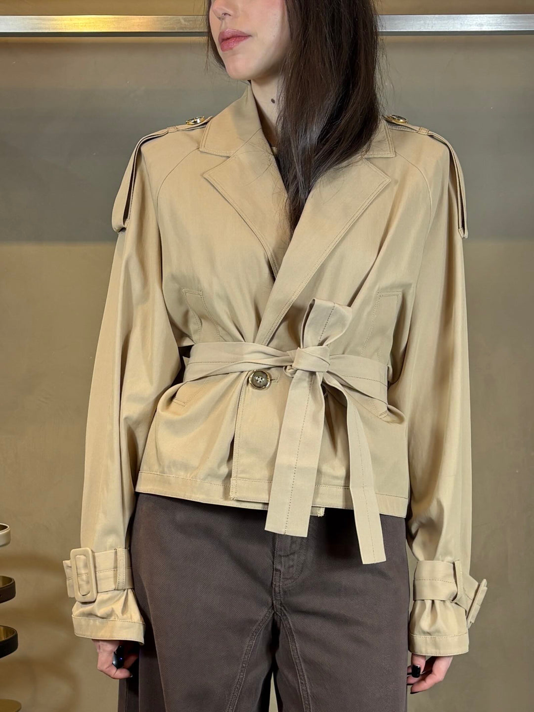 trench doppiopetto beige con cintura in vita TANYAD41 PINKO