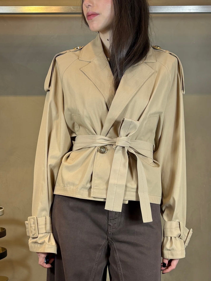 trench doppiopetto beige con cintura in vita TANYAD41 PINKO