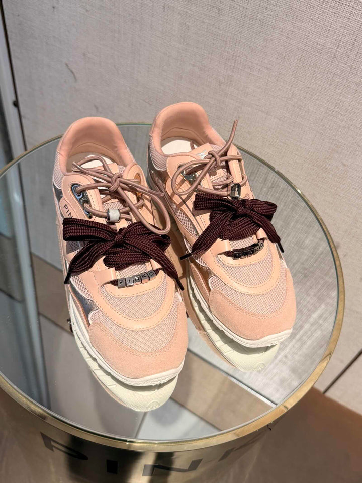 SNEAKERS IN TESSUTO TECNICO ON INSERTI IN SUEDE E CON LACCI INTERCAMBIABILI LIGHT ROSE 