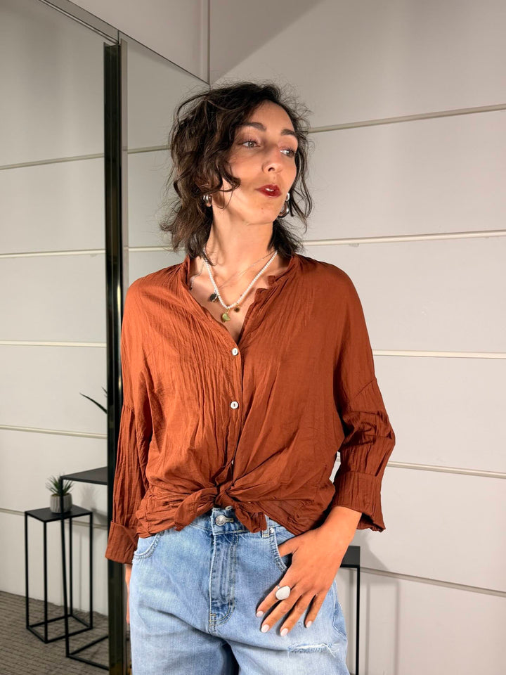 camicia ruggine in mussola 