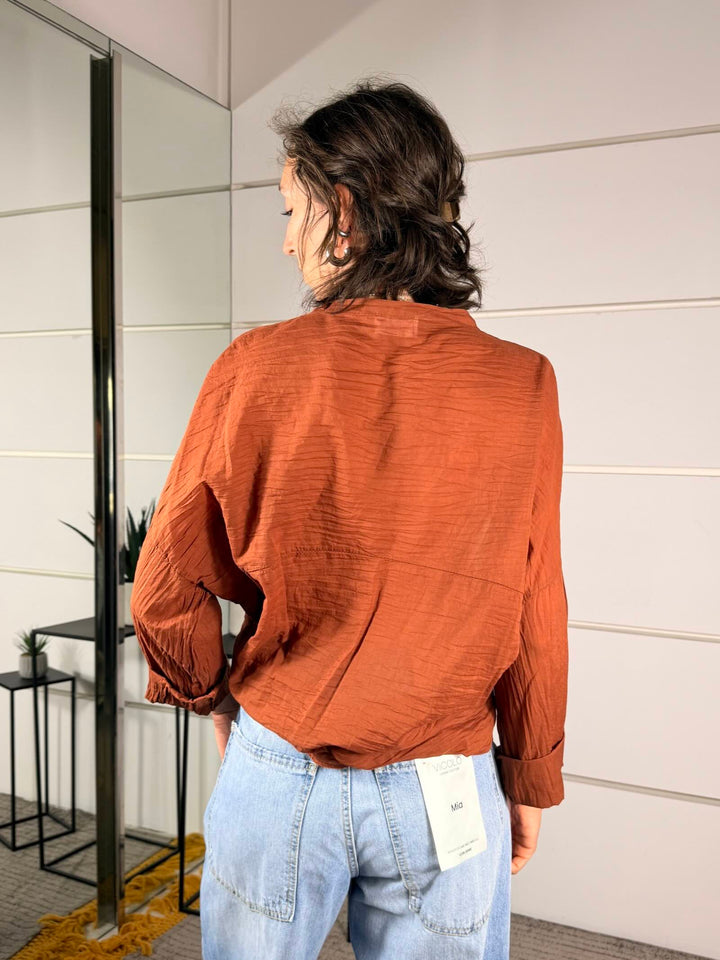 camicia ruggine in mussola 