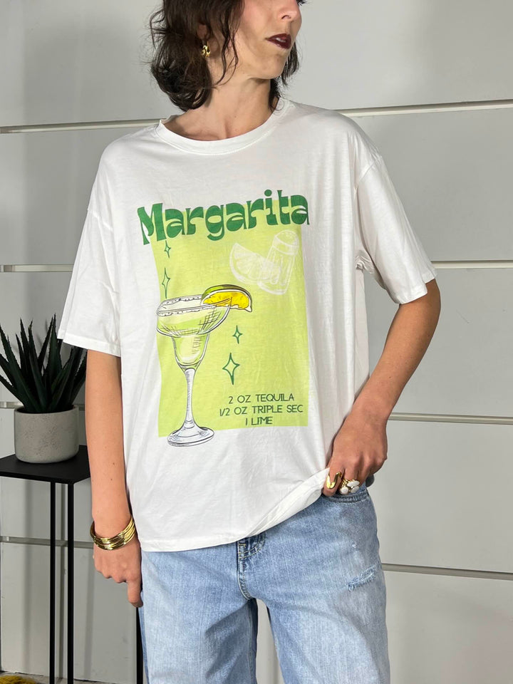 t-shirt con stampa margarita colori giallo e verde 690002MARGARITA SPICY CAFE
