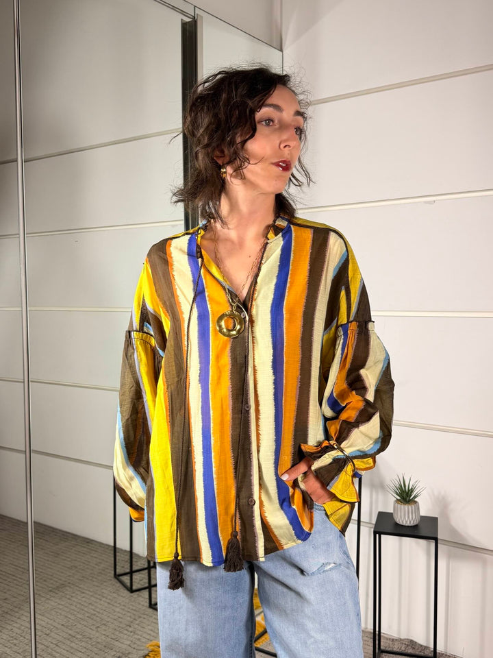 camicia a righe moro WM2676MORO SPICY CAFE