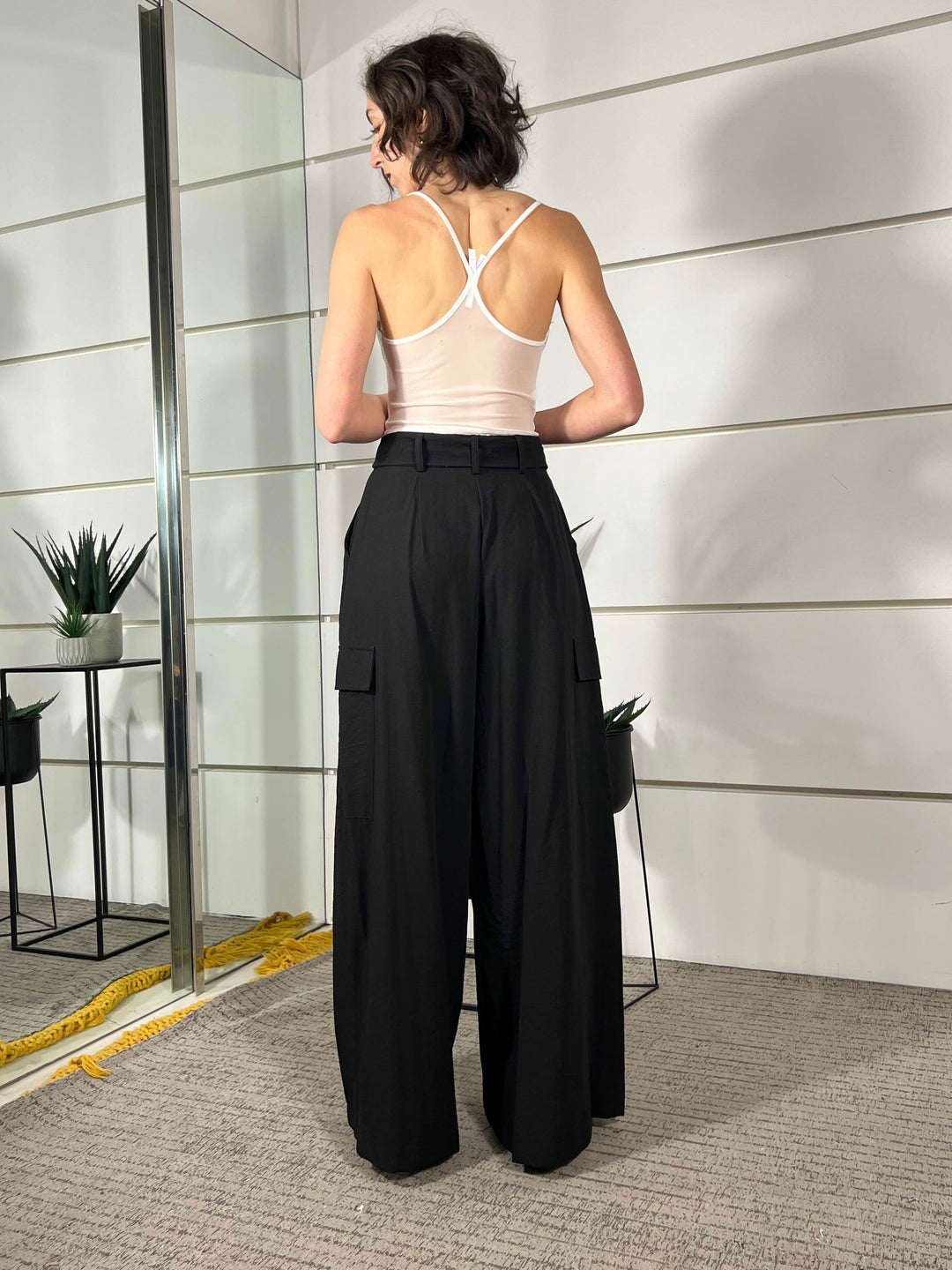 pantalone con pinces nero in cotone e viscosa 10497NERO SUSY MIX