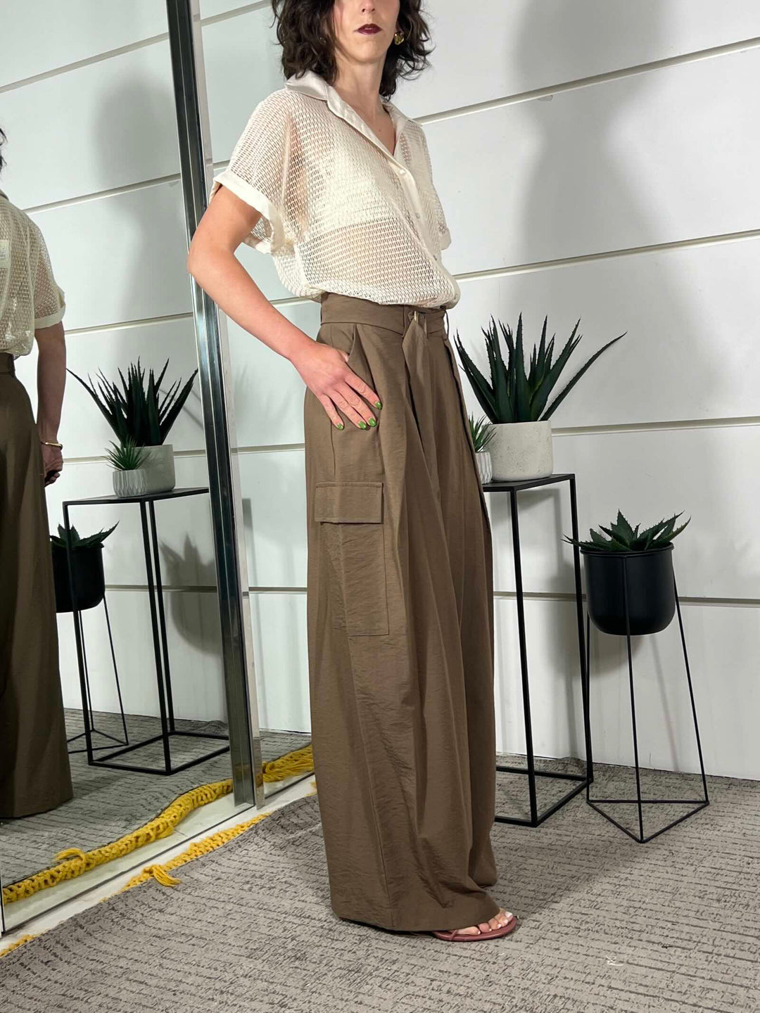 pantalone con pinces tabacco in viscosa e cotone 10497TABACCO SUSY MIX