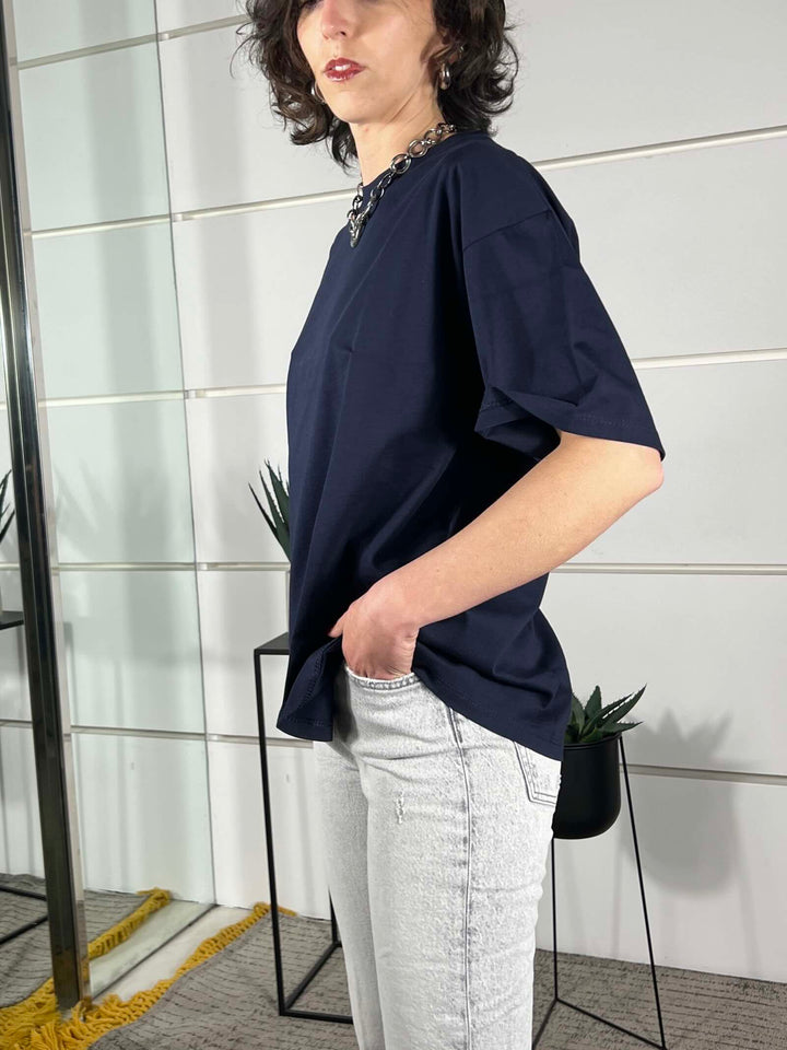 t.shirt over girocollo blu 11935BLU SUSY MIX