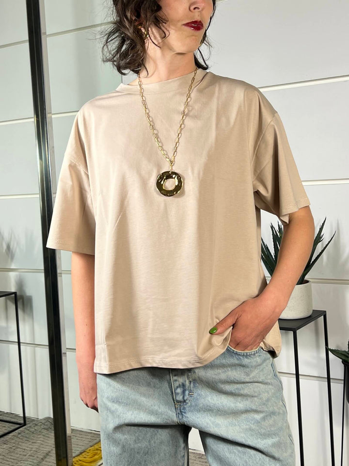 t.shirt over girocollo sabbia 11935SABBIA SUSY MIX