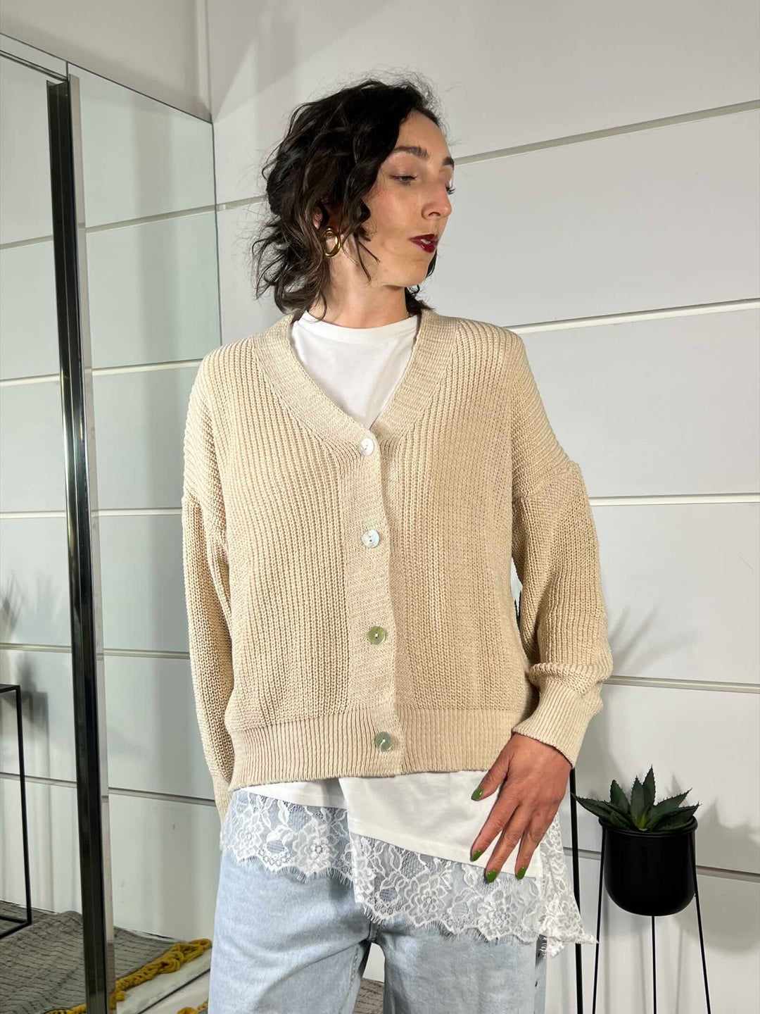 cardigan over costa inglese corda 21660CORDA SUSY MIX