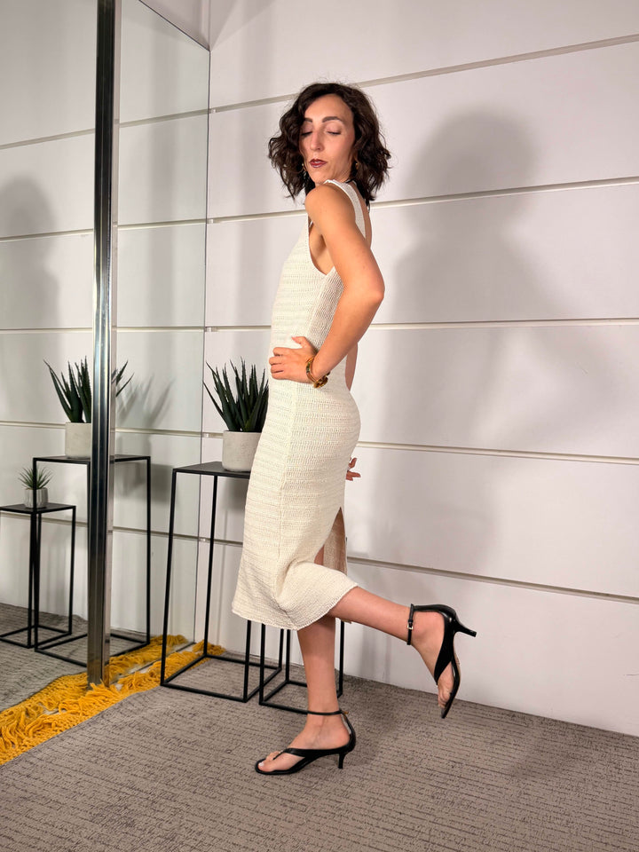 abito midi 50%co 50%ac 26171CREMA SUSY MIX