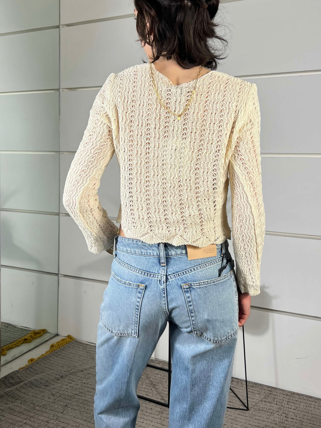 cardigan traforato vrema crochet 26172CREMA SUSY MIX