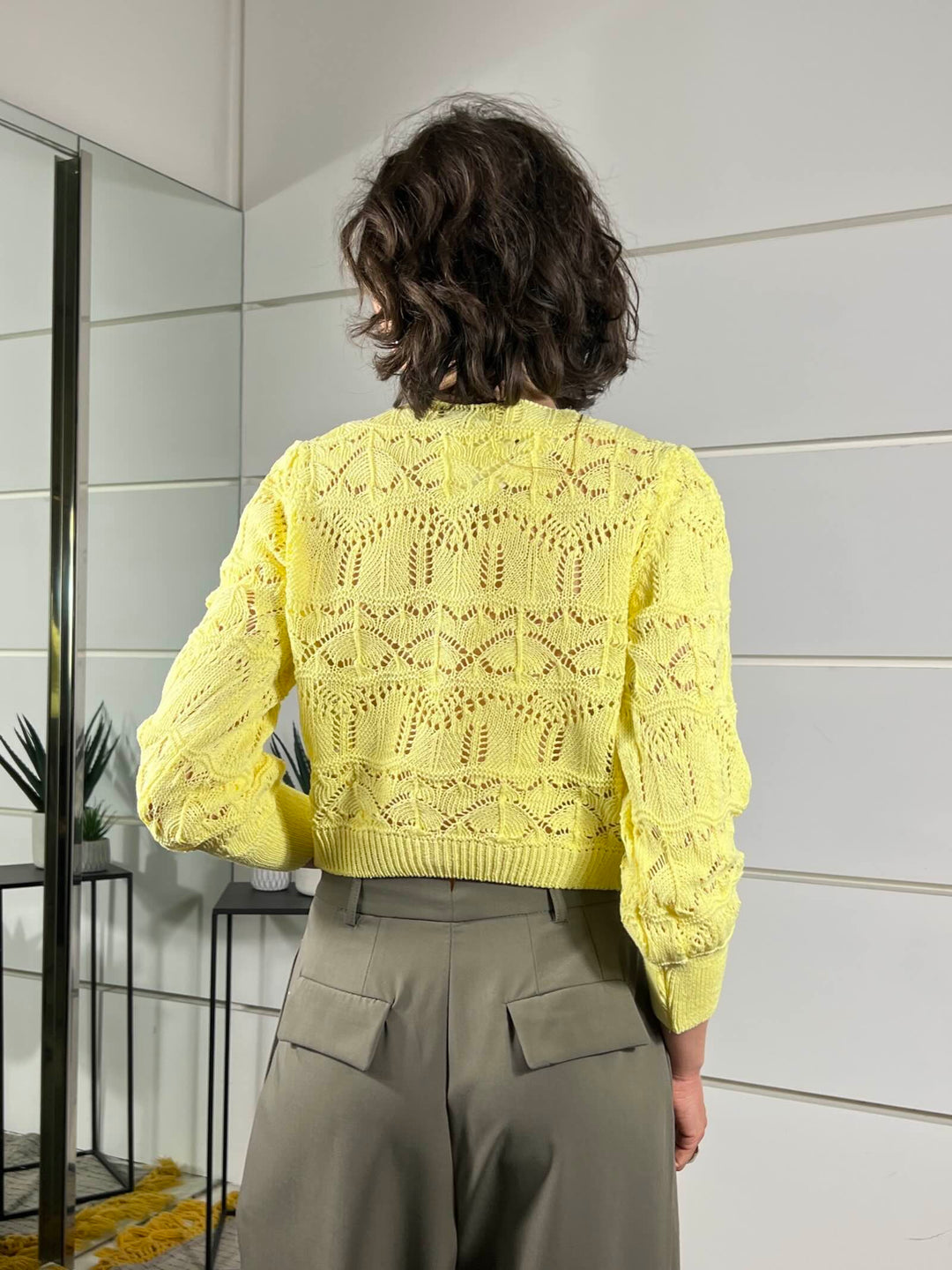 cardigan crop scollo a v giallo 26217GIALLO SUSY MIX