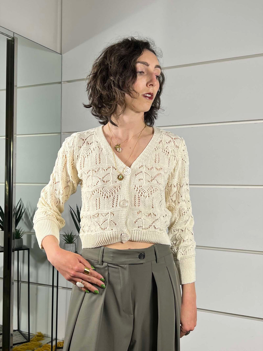 cardigan crop scollo a  latte 26217LATTE SUSY MIX