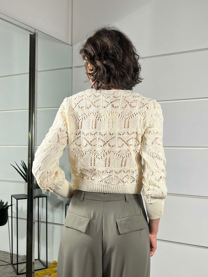 cardigan crop scollo a  latte 26217LATTE SUSY MIX