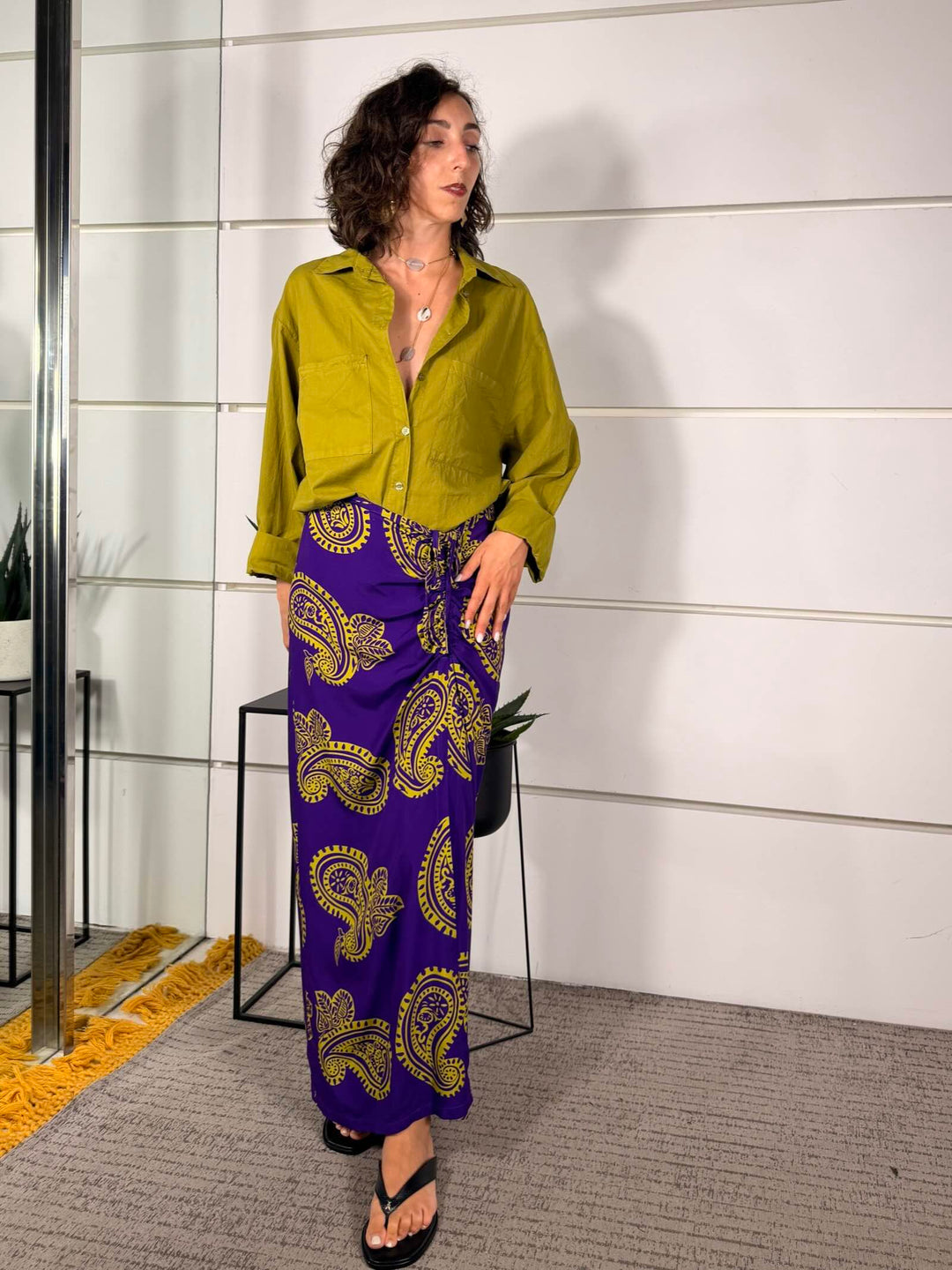 gonna viola stampa bandana verde pistacchio 26443VIOLA SUSY MIX