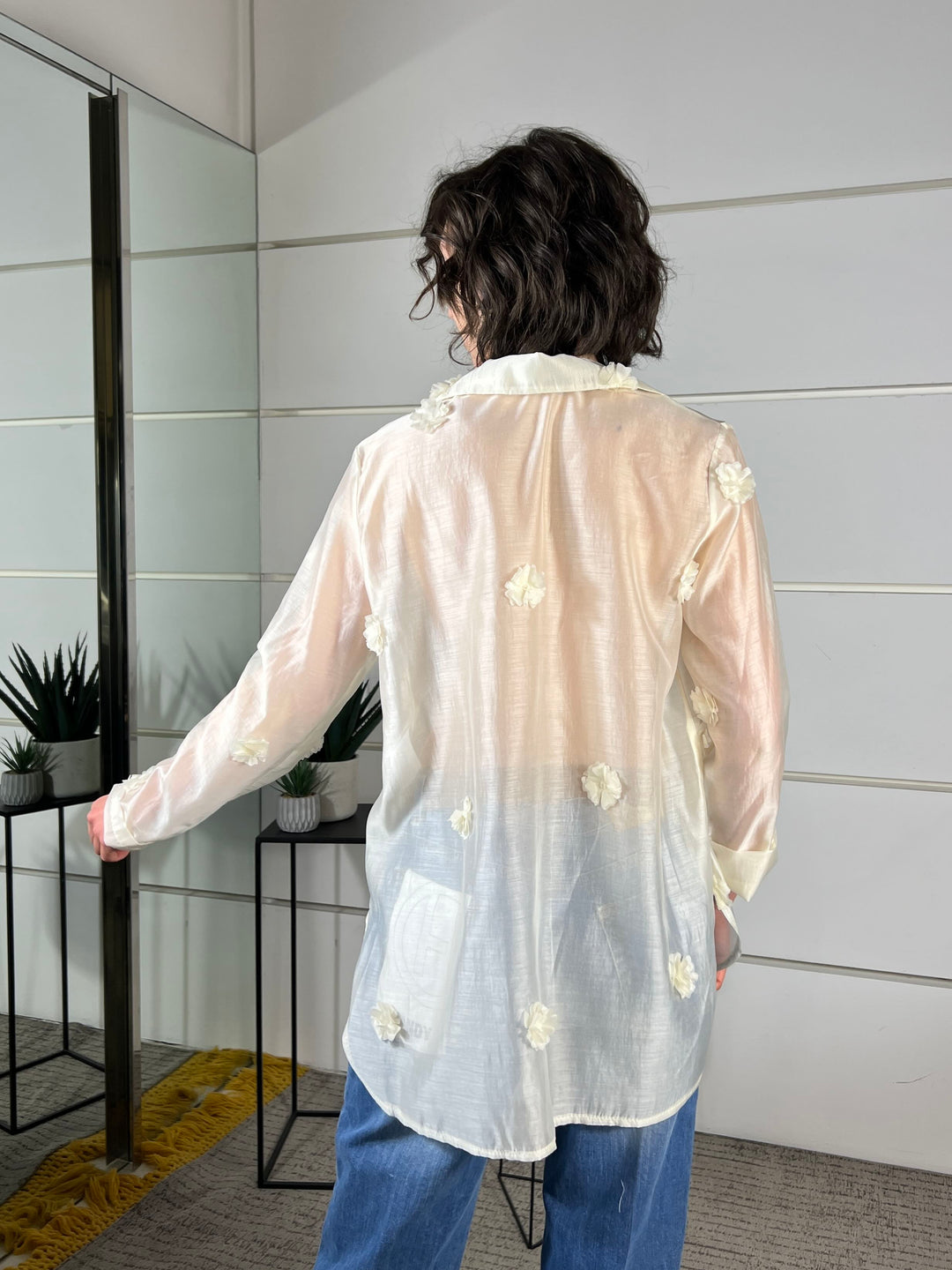camicia fiori ricamatil atte 26522LATTE SUSY MIX