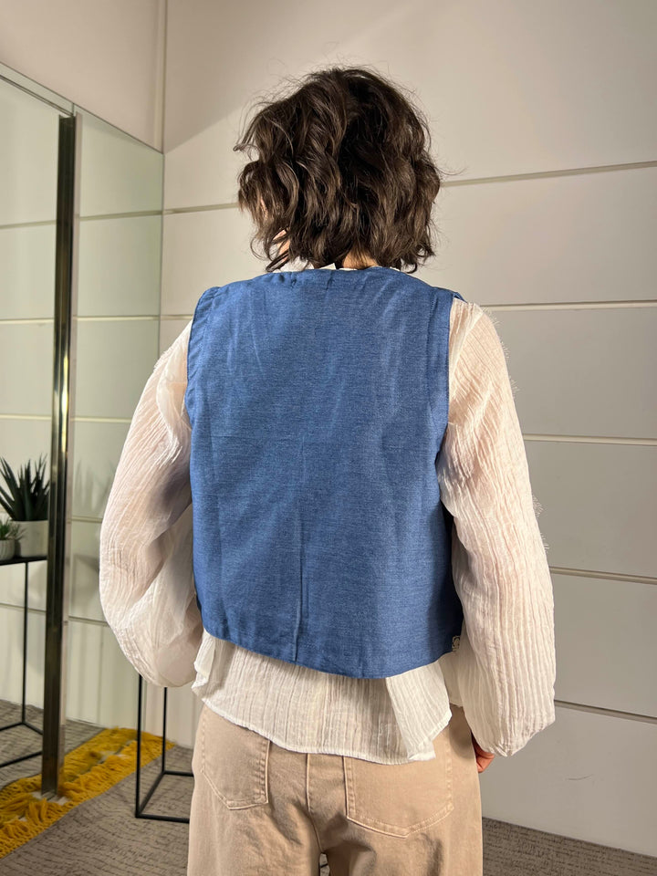 gilet iin denim con ricamo 26780003JEANS SUSY MIX