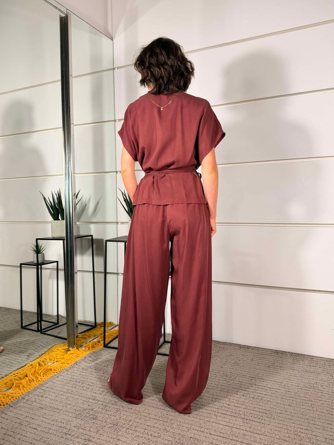 completo giacca kimono  e pantalone a palazzo vino 3073VINO SUSY MIX