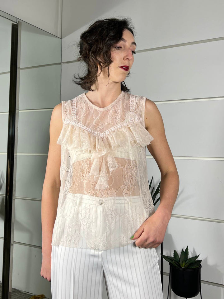 canotta con pizzo e con passamaneria rosa 56167ROSA SUSY MIX
