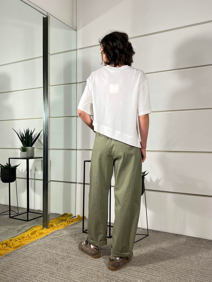 pantalone a ovetto con elastico nel retr verde militare 58300GLVERDE MILITARE SUSY MIX