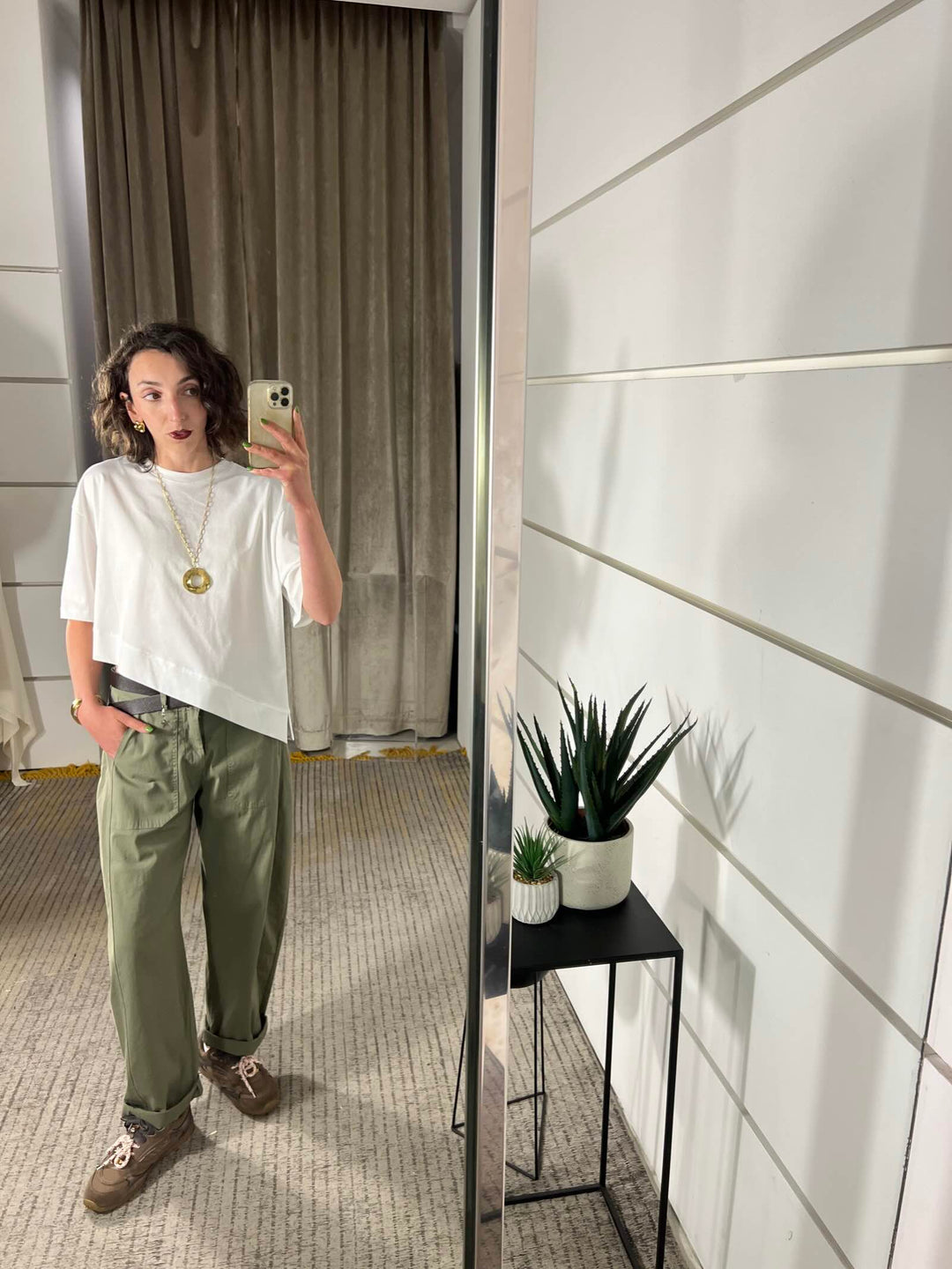 pantalone a ovetto con elastico nel retr verde militare 58300GLVERDE MILITARE SUSY MIX