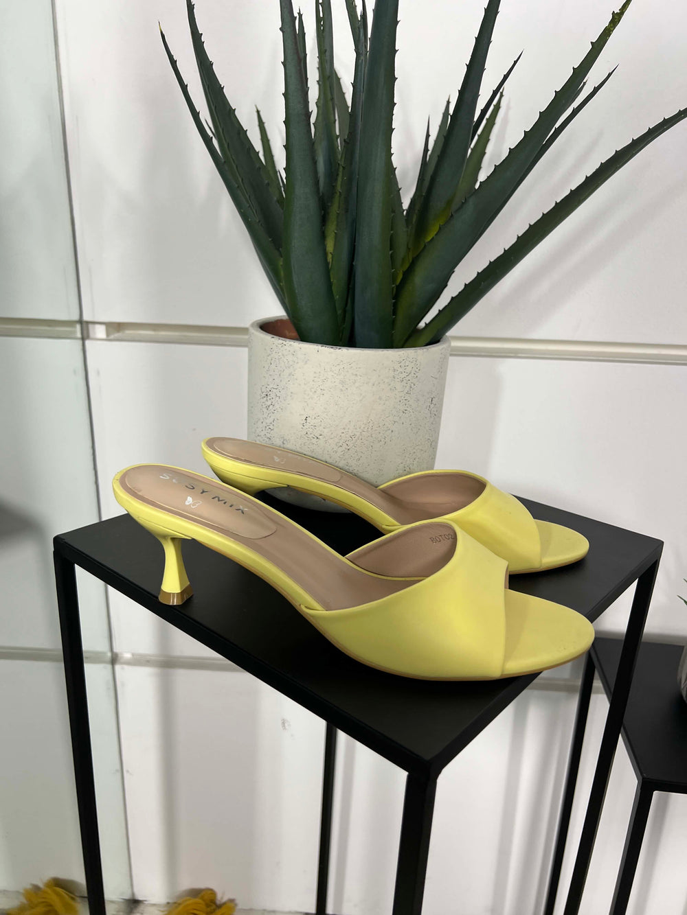 ciabattina gialla con tacco BOT02GIALLO SUSY MIX