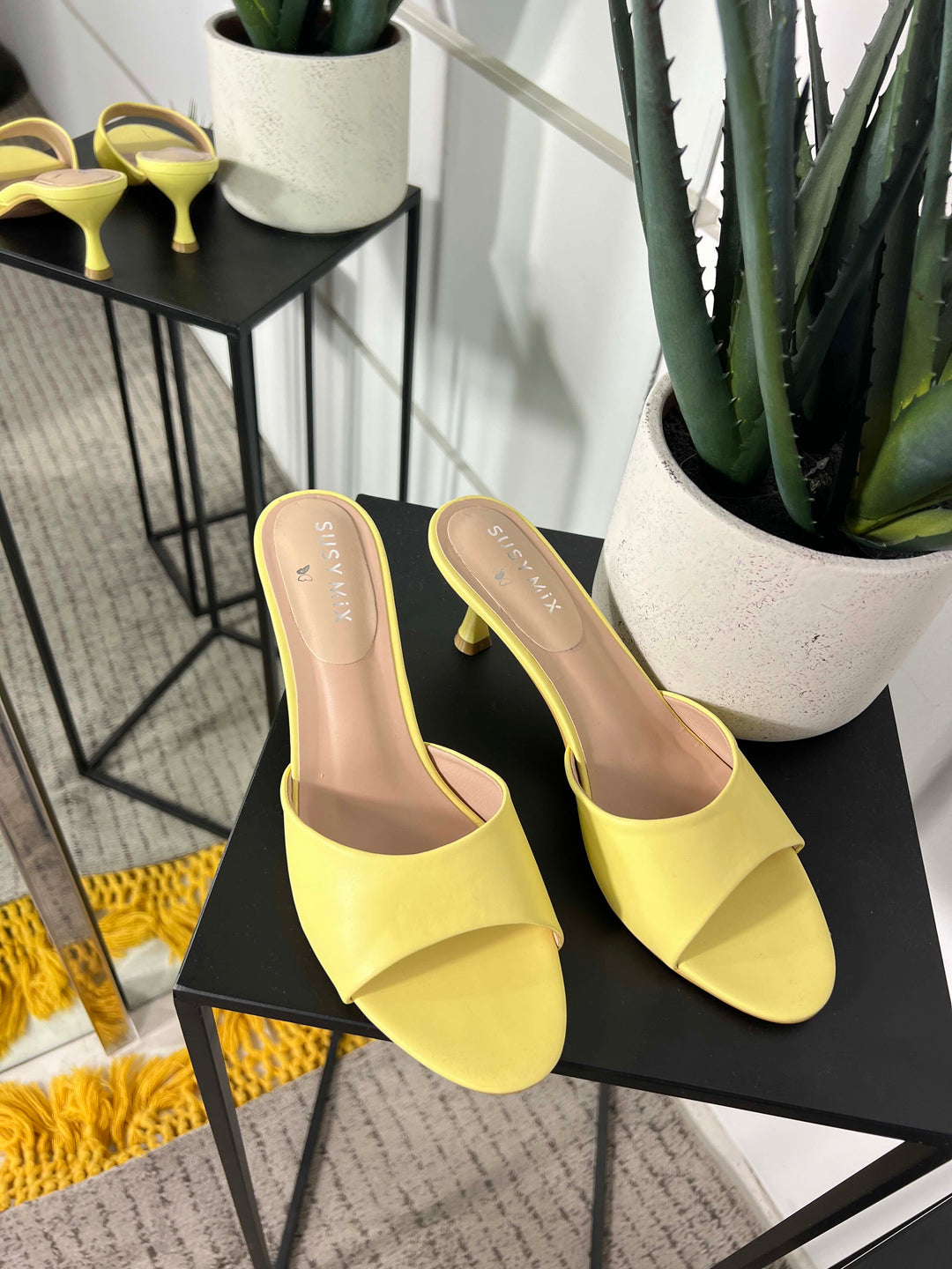 ciabattina gialla con tacco BOT02GIALLO SUSY MIX