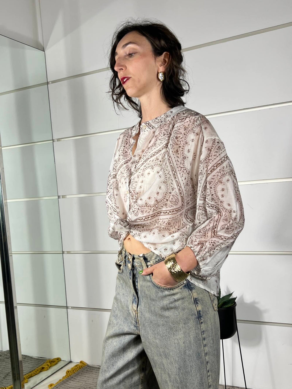 camicia stampa bandana latte C815371GY24LATTE SUSY MIX