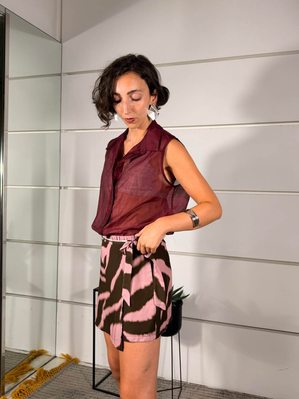 short pareo zebrato moro e rosa 