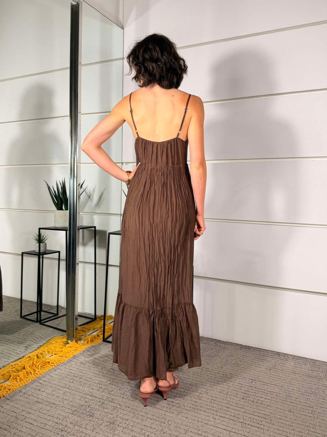 abito spallina moro in cotone e seta S26M813MORO SUSY MIX