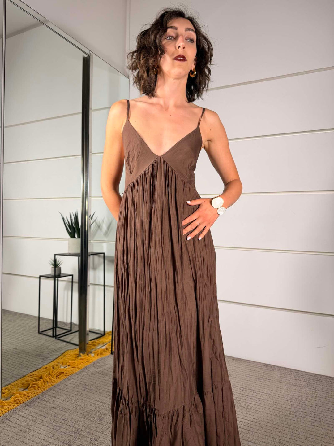 abito spallina moro in cotone e seta S26M813MORO SUSY MIX