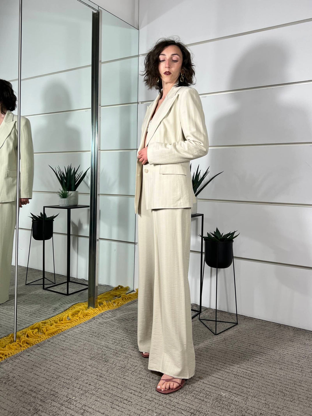 giacca gessta beige in viscosa SMXJ0055BEIGE SUSY MIX